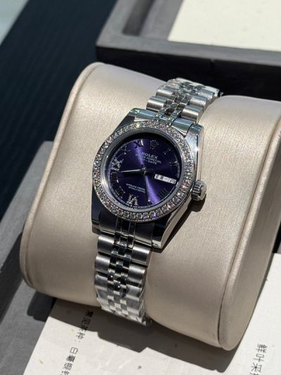 Rolex Daydate Replica with Jubilee Bracelet 316LSteel 31mm Imported Movement Women Silver Bezel Watch